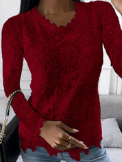 Elegant Long Sleeve Floral Lace Blouse for Women