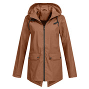 Women's Waterproof Long Jacket - Hooded & Stylish