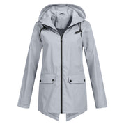 Women's Waterproof Long Jacket - Hooded & Stylish