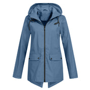 Women's Waterproof Long Jacket - Hooded & Stylish