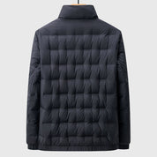 Men's Quilted Puffer Jacket - High Collar and Full Zip