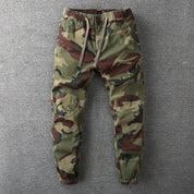 Men's Cargo Trousers - Camouflage Print with Elasticated Waist