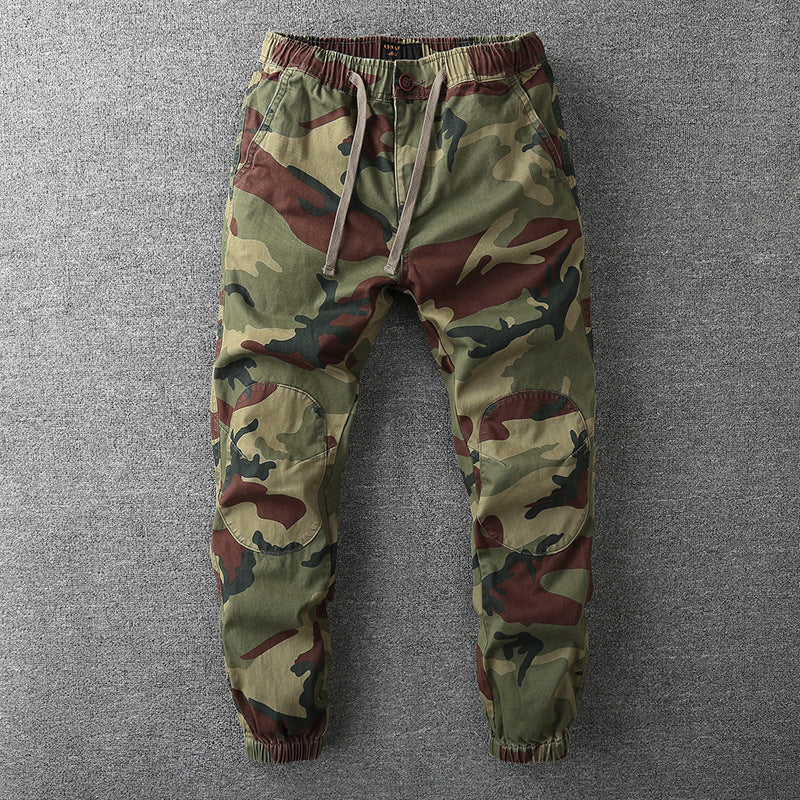 Men's Cargo Trousers - Camouflage Print with Elasticated Waist