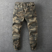 Men's Cargo Trousers - Camouflage Print with Elasticated Waist