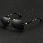 Black Polarized Aviator Sunglasses for Men