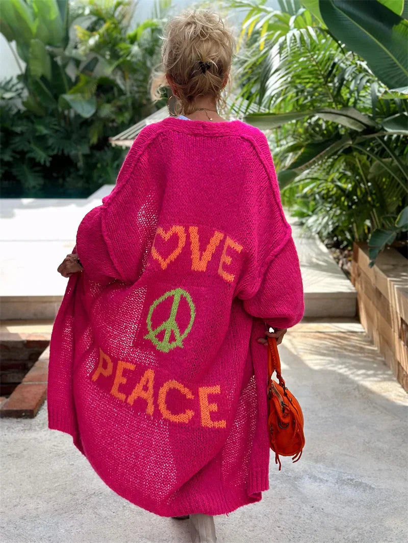 Women's Oversized Long Cardigan - Vibrant Statement Piece