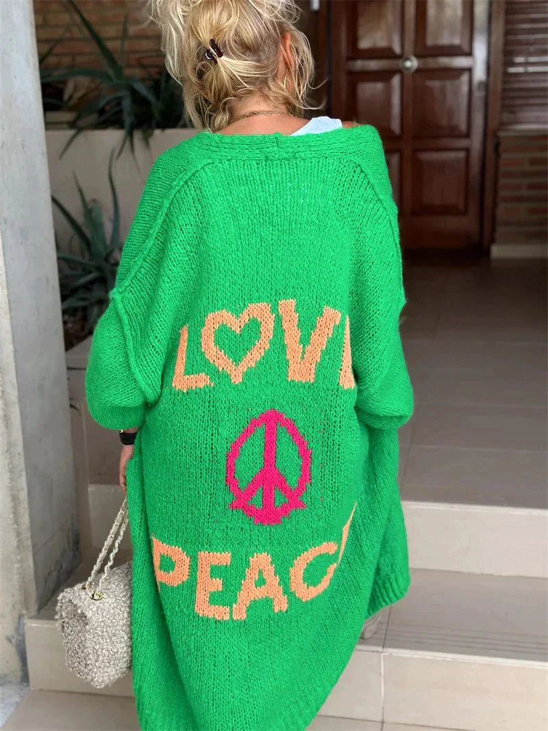 Women's Oversized Long Cardigan - Vibrant Statement Piece