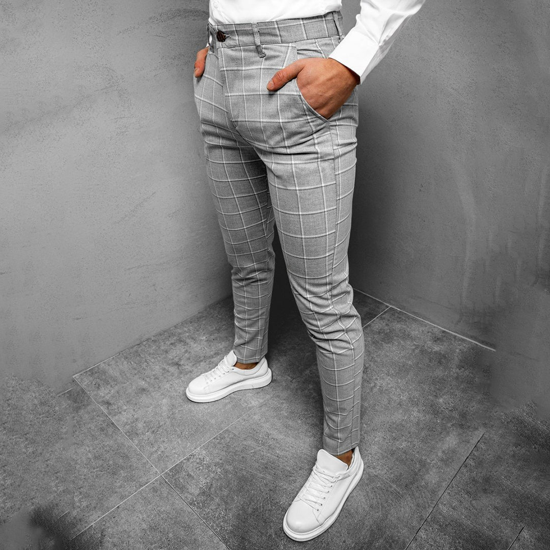 Men's Checkered Work Trousers - Slim Fit & Patterned