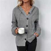 Women's Stylish Hooded Cardigan - Comfortable Knit