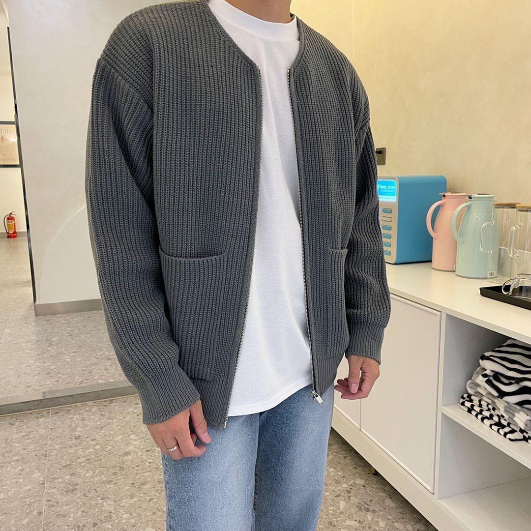 Men's Trendy Knitted Zip Cardigan - Versatile Casual Layer