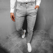 Men's Checkered Work Trousers - Slim Fit & Patterned