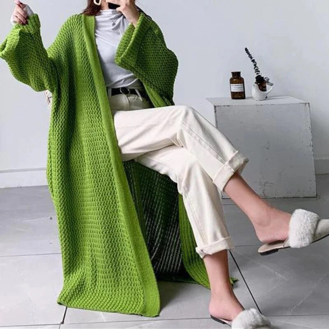 Women's Stylish Oversized Knit Cardigan - Long Layer
