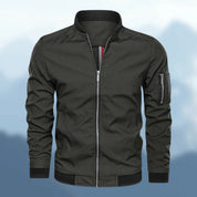 Men's Bomber Jacket - Zip Sleeve Pocket with Ribbed Trim