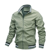 Men's Bomber Jacket - Striped Ribbed Collar & Cuffs
