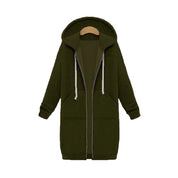 Women's Longline Zip-Up Hoodie - Full Front Zipper and Pockets