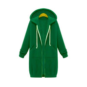 Women's Longline Zip-Up Hoodie - Full Front Zipper and Pockets
