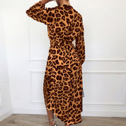 Women's Leopard Print Pin-Up Dress - Vintage Style & Versatile