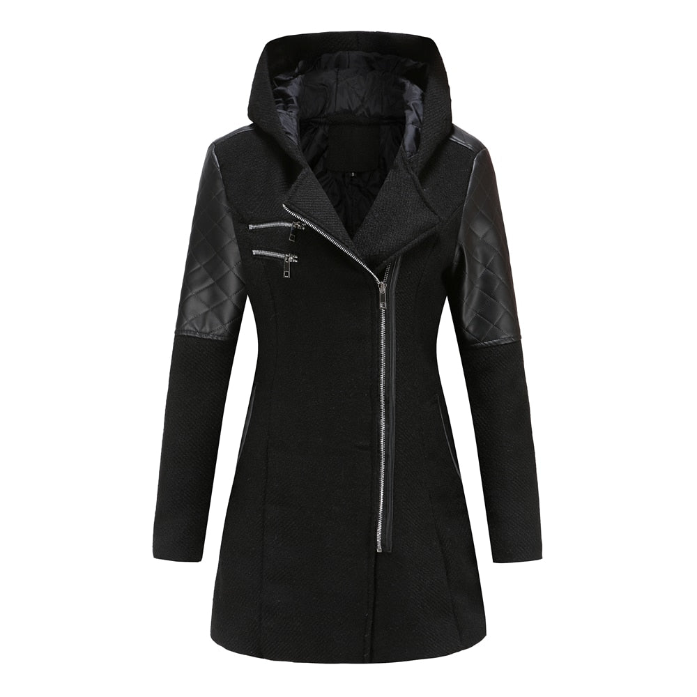 Women's Coat - Asymmetric Zip and Quilted Panels