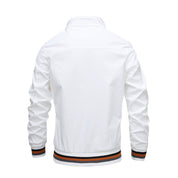 Men's Bomber Jacket - Striped Ribbed Collar & Cuffs