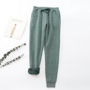 Women's Winter Joggers Trousers - Drawstring Waist and Tapered Fit