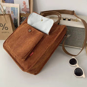 Women's Corduroy Shoulder Tote Bag - Stylish Spacious Versatile