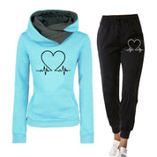 Women's Loungewear Set – Heartbeat Print Hoodie & Jogger Trousers