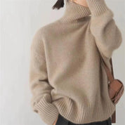 Women's Roll Neck Jumper - Oversized and Knitted