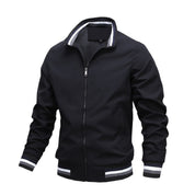Men's Bomber Jacket - Striped Ribbed Collar & Cuffs