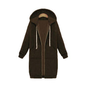 Women's Longline Zip-Up Hoodie - Full Front Zipper and Pockets