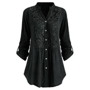 Elegant Longline Lace Button-Down Blouse for Women