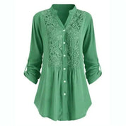 Elegant Longline Lace Button-Down Blouse for Women