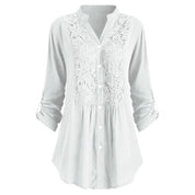 Elegant Longline Lace Button-Down Blouse for Women