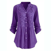 Elegant Longline Lace Button-Down Blouse for Women