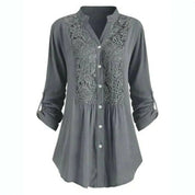 Elegant Longline Lace Button-Down Blouse for Women