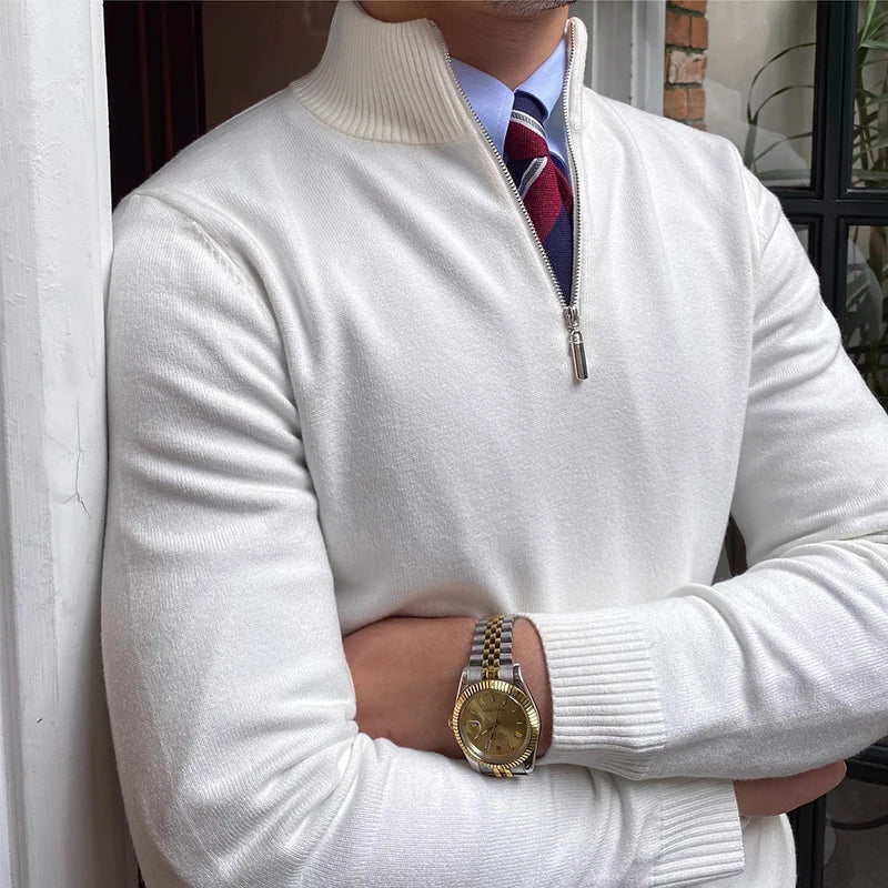 Men's Jumper - Quarter-Zip with High Neck