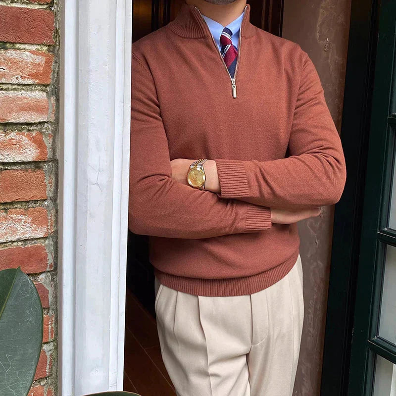 Men's Jumper - Quarter-Zip with High Neck