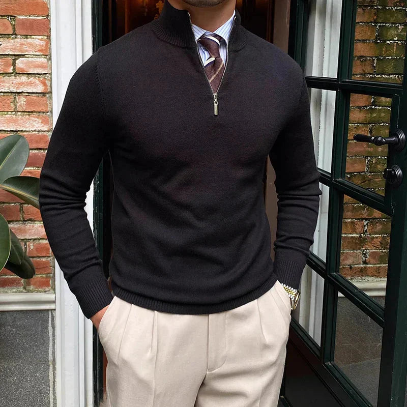 Men's Jumper - Quarter-Zip with High Neck