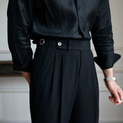 Men's High Waisted Work Trousers - Pleated & Ankle Length