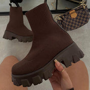 Women's Platform Ankle Boots - Comfortable Stretchy Fit