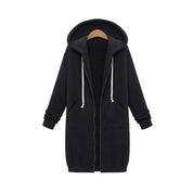 Women's Longline Zip-Up Hoodie - Full Front Zipper and Pockets