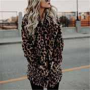 Women's Leopard Print Winter Coat - Plush & Cosy