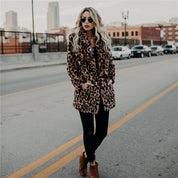 Women's Leopard Print Winter Coat - Plush & Cosy