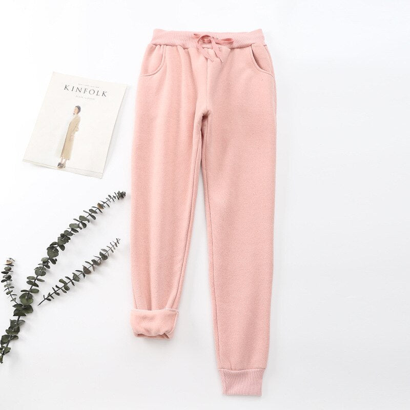 Women's Winter Joggers Trousers - Drawstring Waist and Tapered Fit