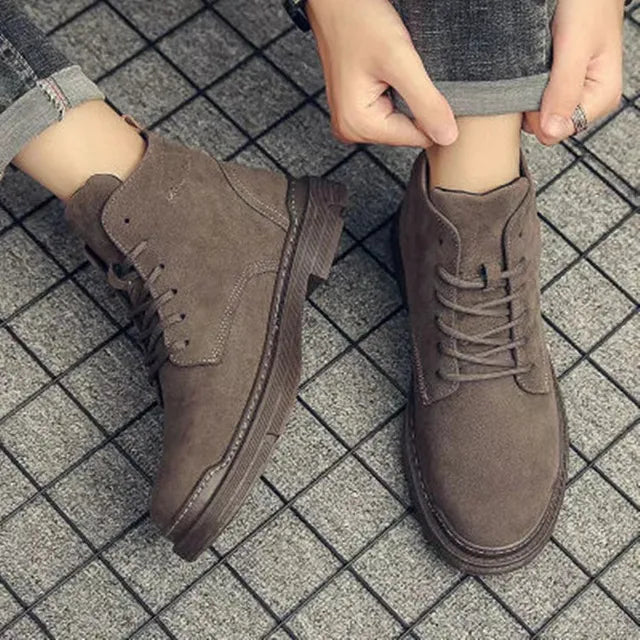 Men's Ankle Boots - Lace Up with Sturdy Sole