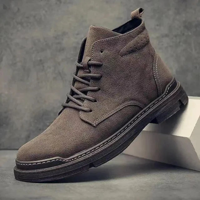 Men's Ankle Boots - Lace Up with Sturdy Sole