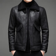 Rowan - Warm Vegan Leather Jacket with Fleece Fur for Men
