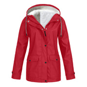 Women's Waterproof Hooded Jacket - Warm Lining Design