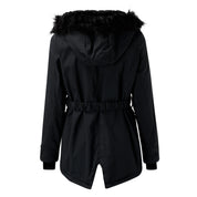 Women's Coat - Drawstring Waist with Hooded Design