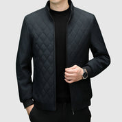Men's Full-Zip Jacket - Quilted Chest with Stand Collar