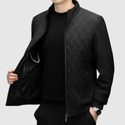 Men's Full-Zip Jacket - Quilted Chest with Stand Collar